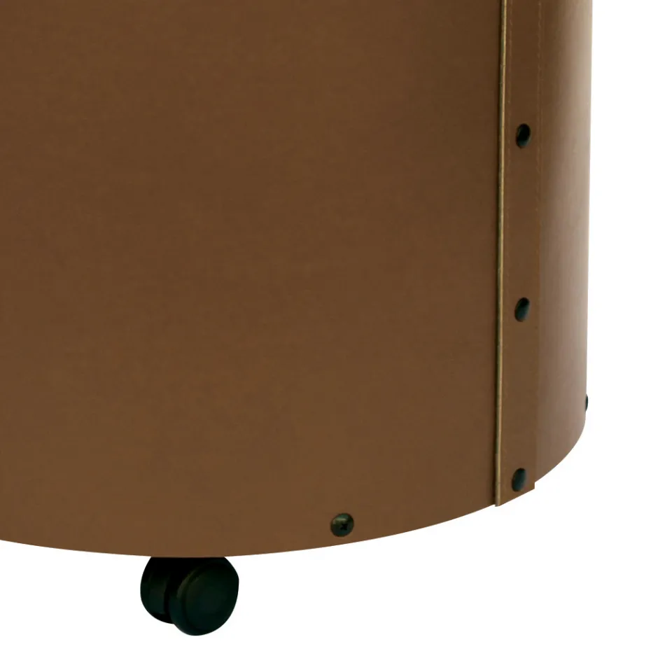 Leñero redondo en ecopiel con ruedas Made in Italy - Chameleon viadurini