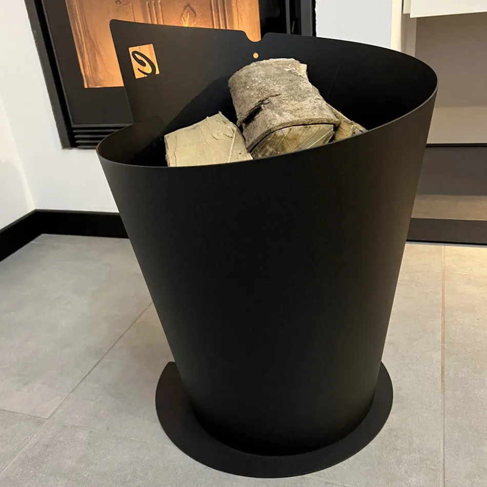 Soporte redondo de madera para interiores en acero negro Diseño moderno italiano - Favonio viadurini