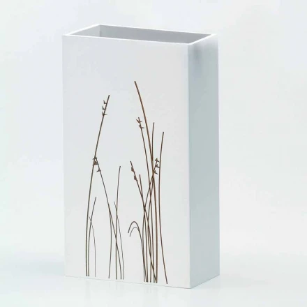 Paragüero blanco en madera decorada Diseño moderno Rectangular - Filigrana viadurini