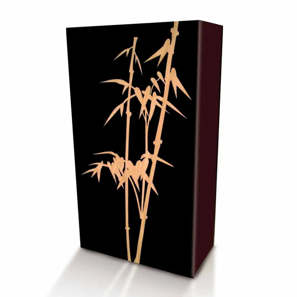 Paragüero en madera oscura o blanca con decoraciones de diseño moderno - Cannabambu viadurini