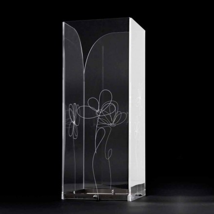 Paragüero de plástico transparente con hojas estilizadas grabadas - Florino viadurini