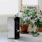 Paragüero de plexiglás negro con grabados y decoraciones en 3D, diseño moderno - Farfo viadurini