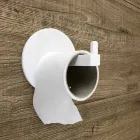 Portarrollos de papel higiénico en Corian blanco o con inserto negro, Made in Italy - Elono viadurini