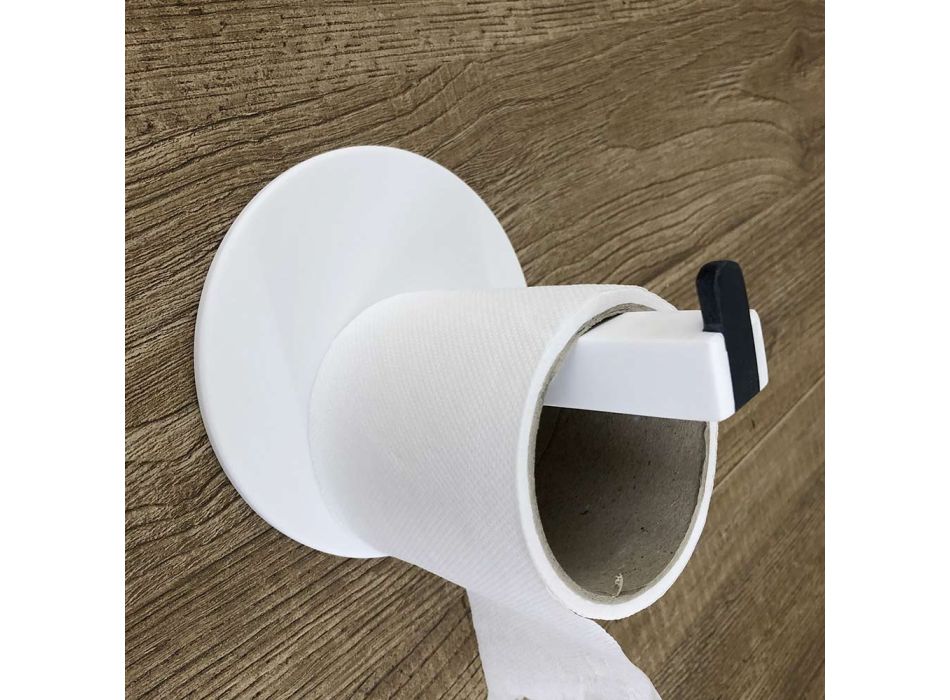 Portarrollos de papel higiénico en Corian blanco o con inserto negro, Made in Italy - Elono viadurini