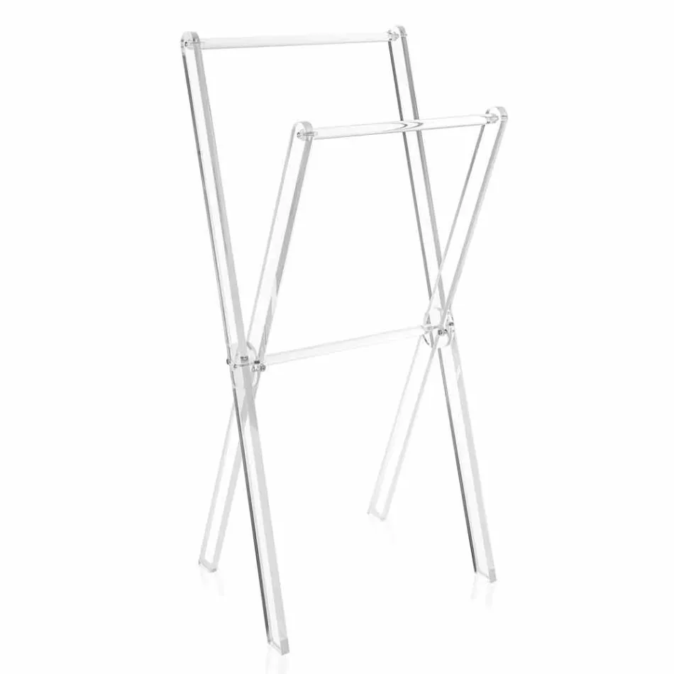 Toallero de suelo de diseño en plexiglás transparente o con madera - Stendio viadurini