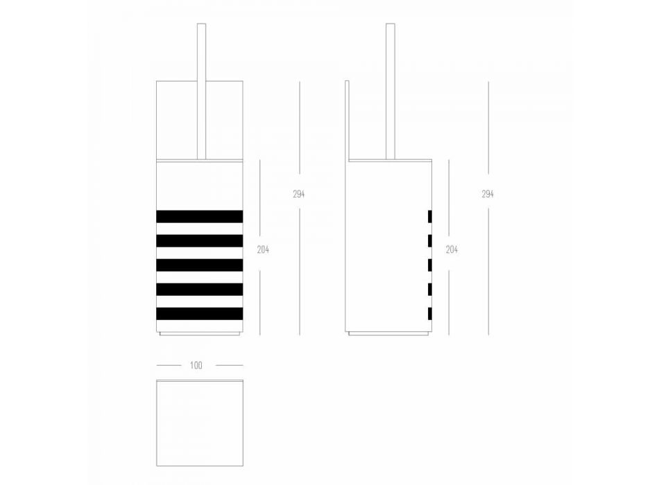 Portaescobillas para inodoro en Corian blanco o con inserto de diseño negro - Elono viadurini