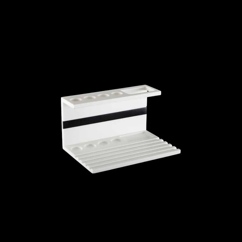 Portacepillos de dientes en Corian blanco o negro, Accesorio de baño de diseño - Elono viadurini