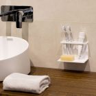 Soporte para cepillo de dientes para baño en Corian blanco Design Quality Made in Italy - Elono viadurini