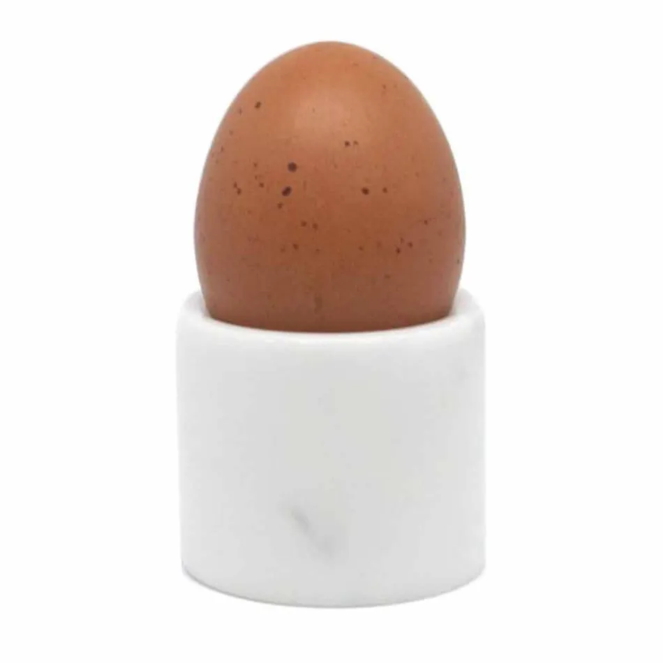 Huevera de Diseño en Mármol Blanco Carrara Hecho en Italia, 2 Piezas - Picca viadurini