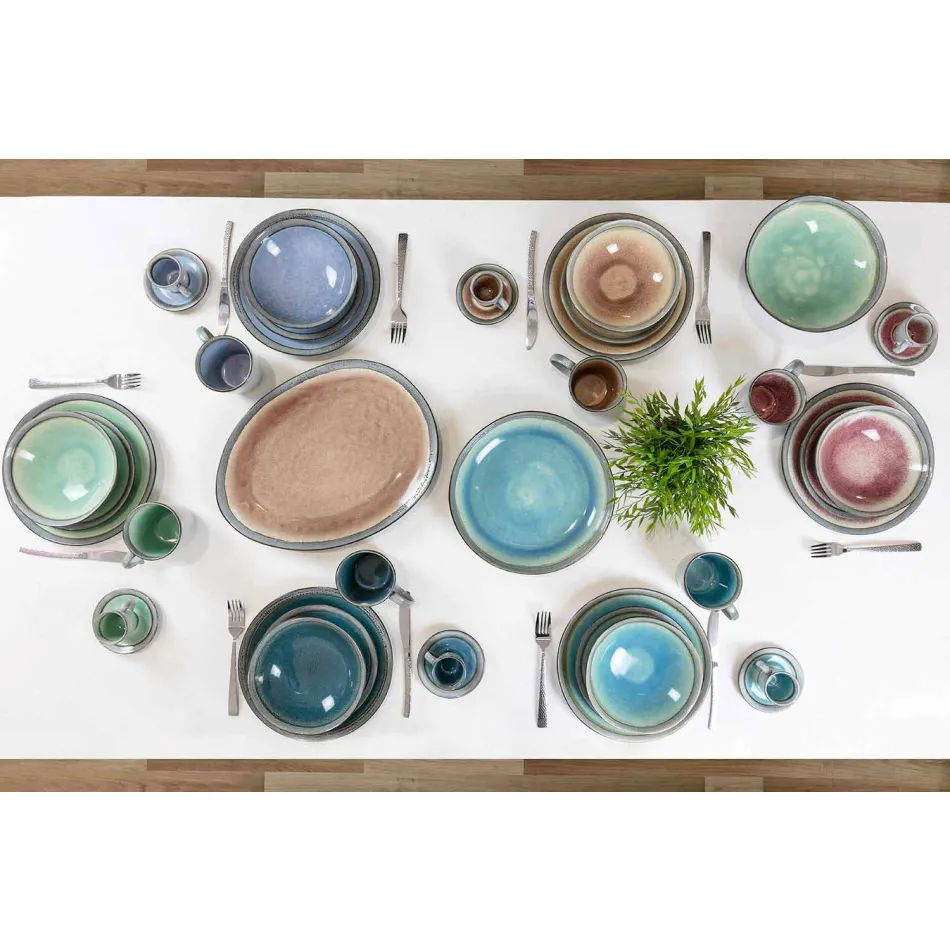 Set de cubiertos de diseño de 24 piezas en acero efecto tortuga - Rock viadurini