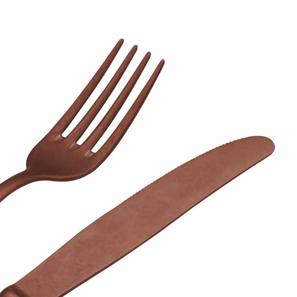 Cubiertos de acero de diseño de lujo con efecto de color vintage 24 piezas - Tigger viadurini