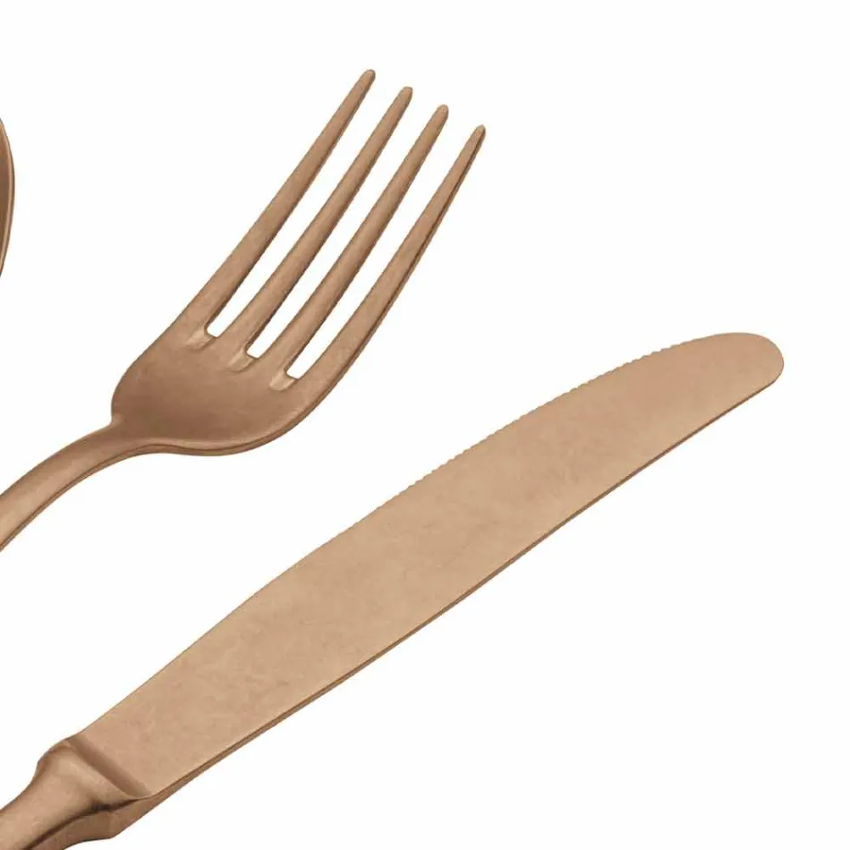 Cubiertos de acero de diseño de lujo con efecto de color vintage 24 piezas - Tigger viadurini