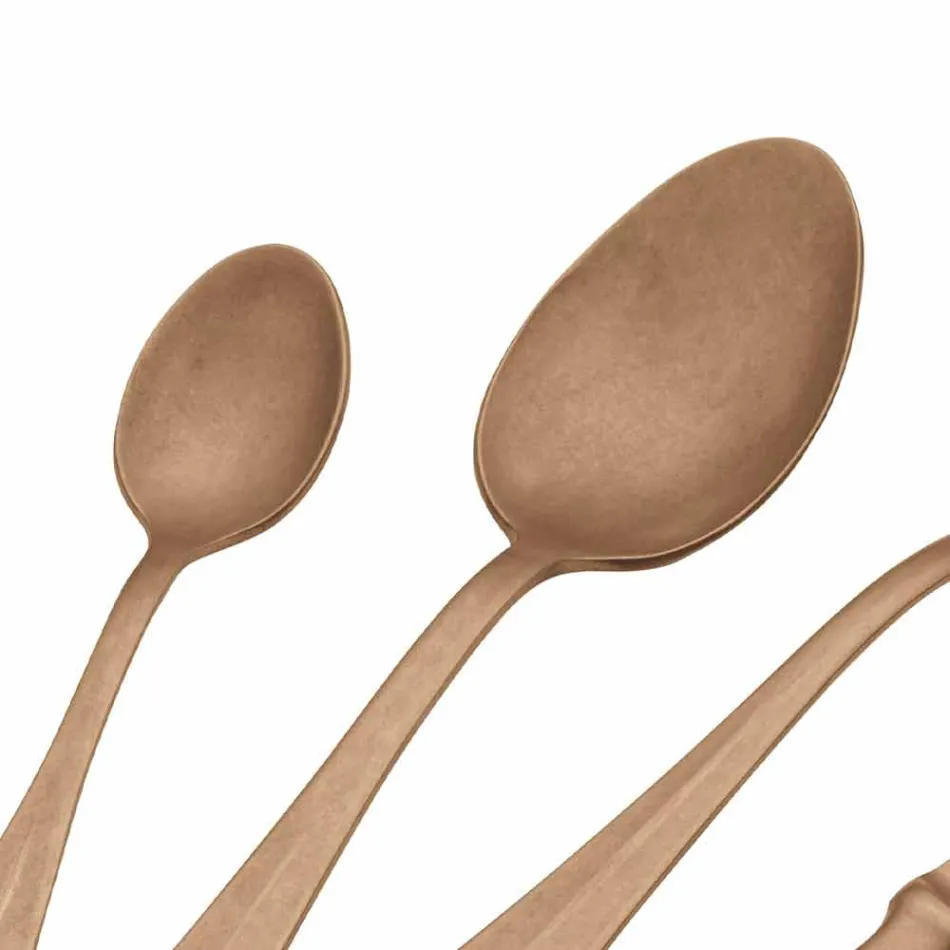 Cubiertos de acero de diseño de lujo con efecto de color vintage 24 piezas - Tigger viadurini