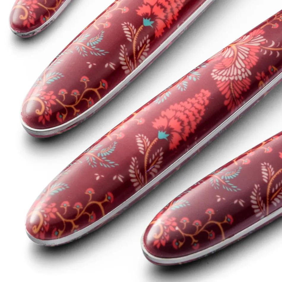 Cubiertos de Acero y Plástico Decoración Arabesco de Colores 24 Piezas - Alessandra viadurini