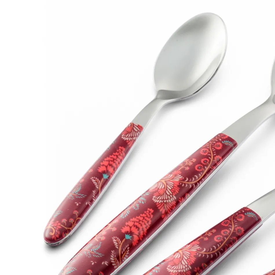 Cubiertos de Acero y Plástico Decoración Arabesco de Colores 24 Piezas - Alessandra viadurini