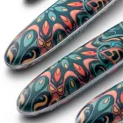 Cubiertos de acero y plástico con decoración floral de colores, 24 piezas - Alessandra viadurini