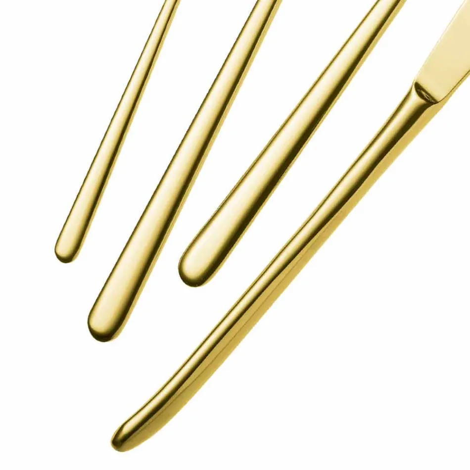 Cubiertos de acero inoxidable de color pulido o arenado de lujo de 24 piezas - Lapislázuli viadurini