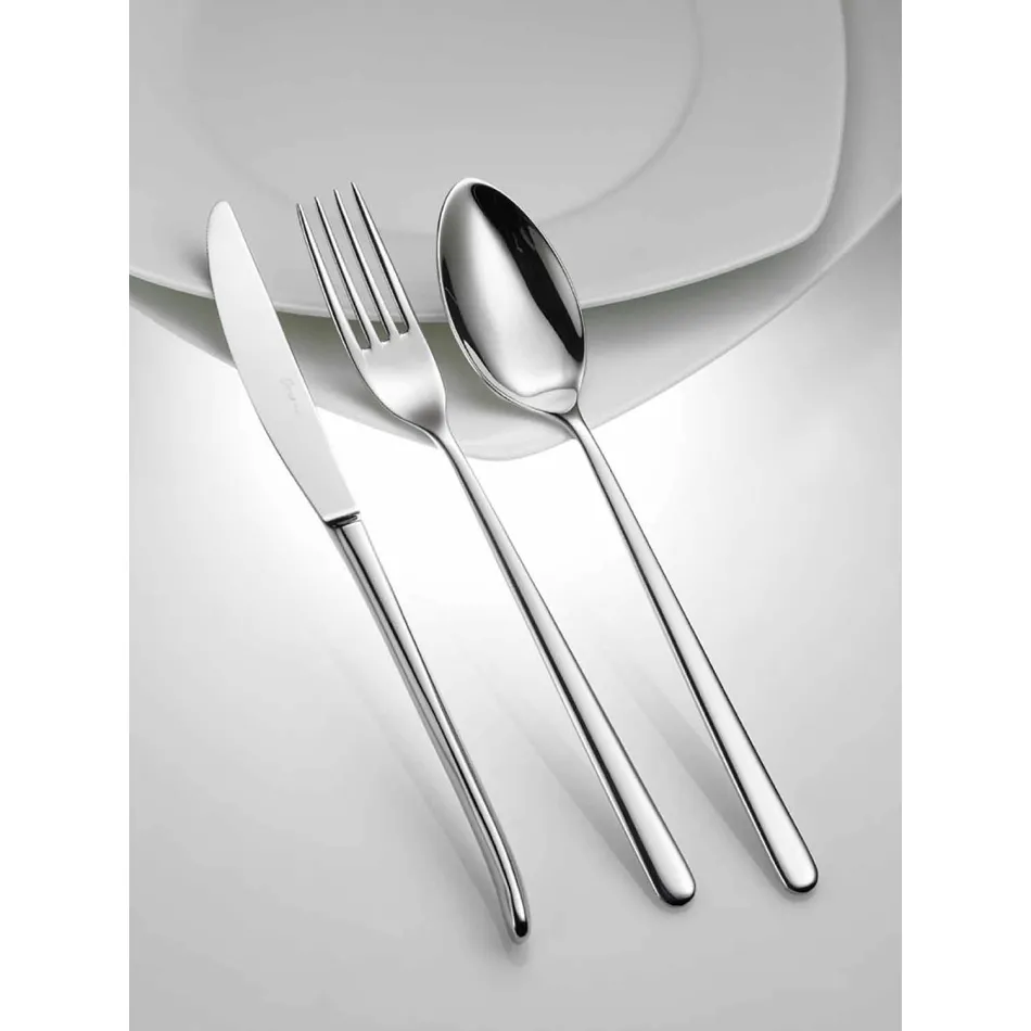 Cubiertos de acero inoxidable de color pulido o arenado de lujo de 24 piezas - Lapislázuli viadurini