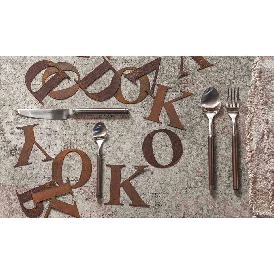 Cubiertos de acero satinado de 24 piezas de diseño artesanal italiano - Damerino viadurini