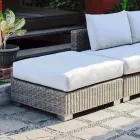 Puf moderno exterior en color gris-marrón Jaco polietileno, hecho a mano viadurini