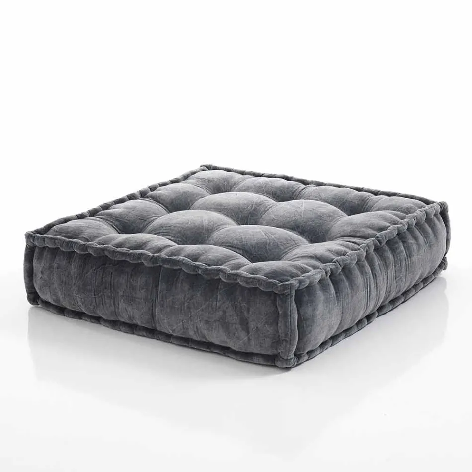 Puf étnico cuadrado en tela de patchwork o terciopelo - fibra viadurini