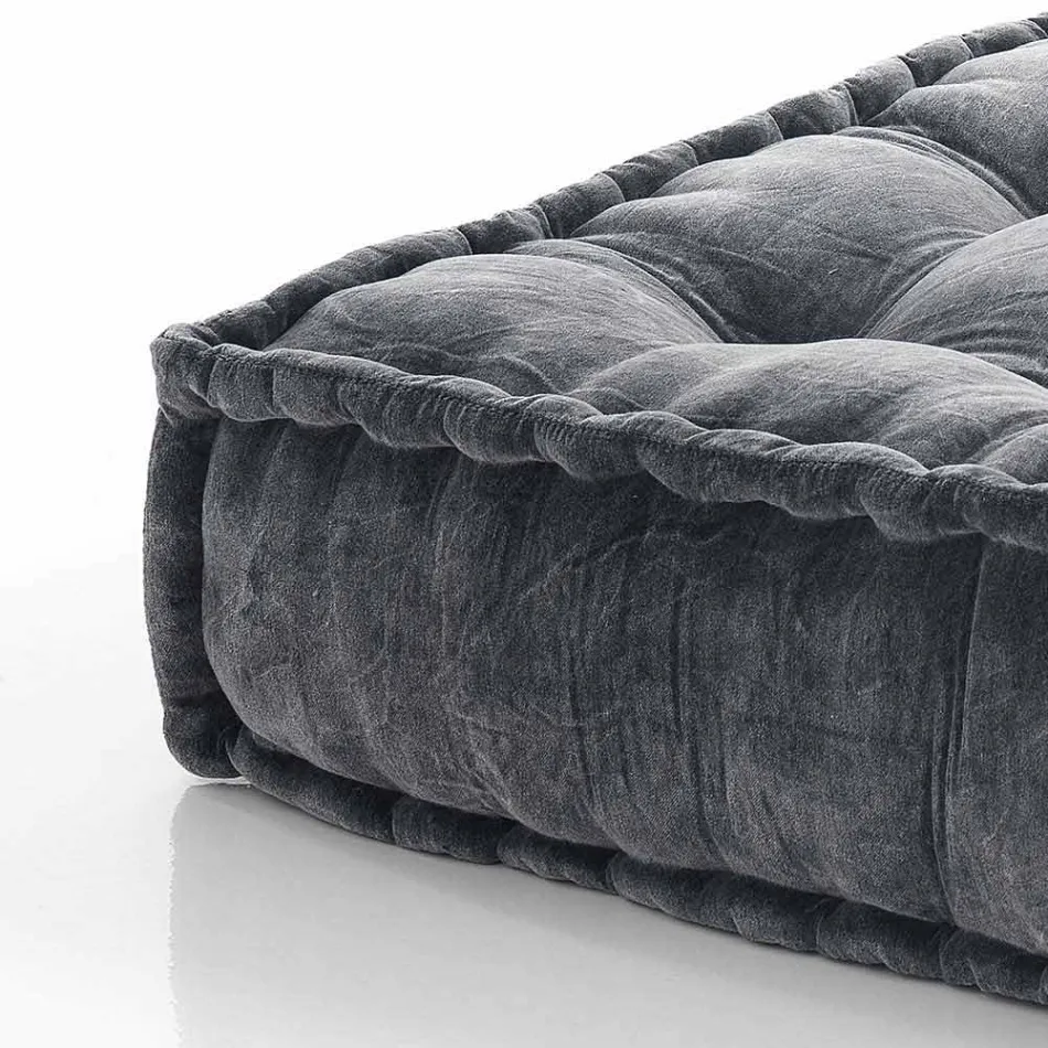 Puf étnico cuadrado en tela de patchwork o terciopelo - fibra viadurini