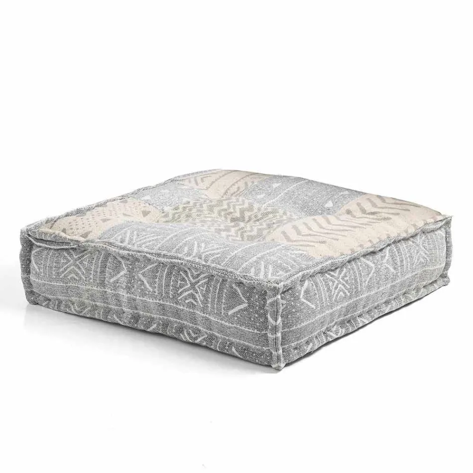 Puf étnico cuadrado en tela de patchwork o terciopelo - fibra viadurini