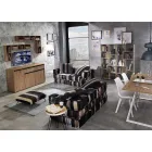 Puf étnico cuadrado en tela de patchwork o terciopelo - fibra viadurini