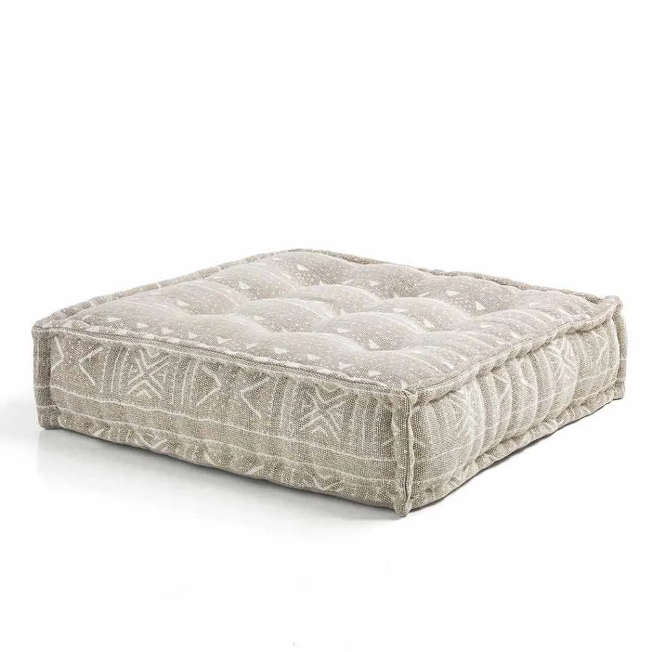 Puf étnico cuadrado en tela de patchwork o terciopelo - fibra viadurini