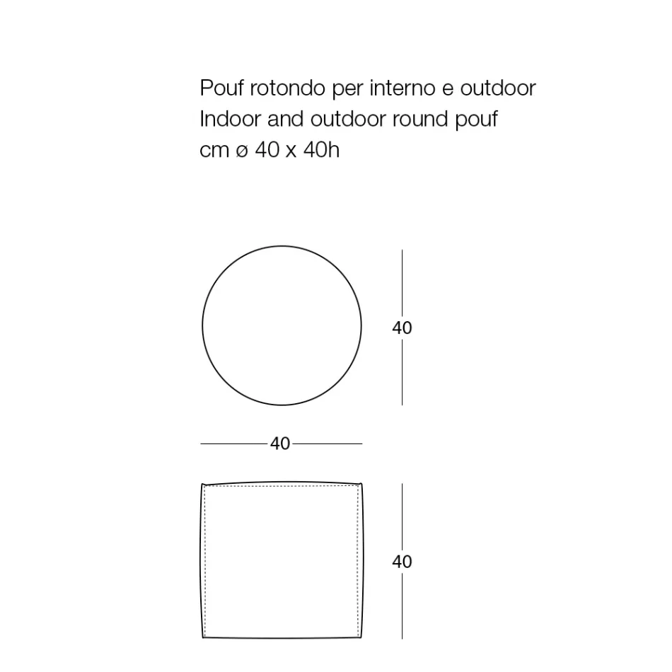 Puf redondo suave para salón interior o exterior en tela de colores - Naemi viadurini