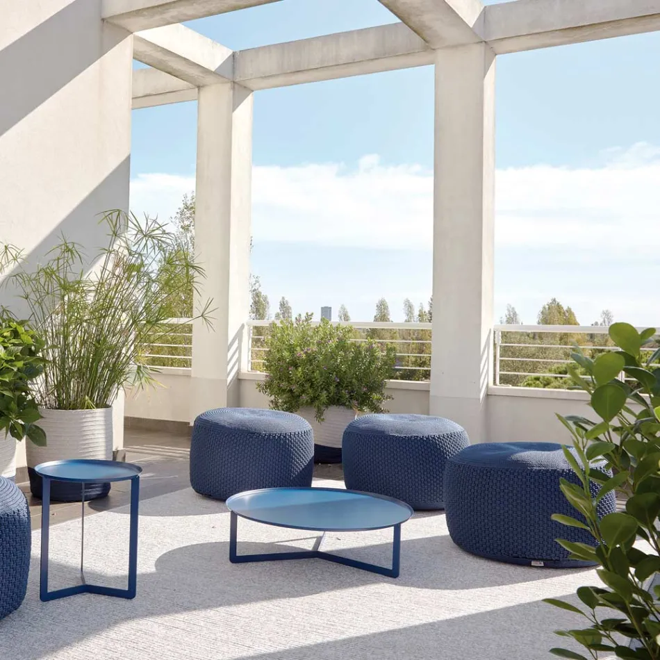 Puf de jardín redondo de polipropileno en 3 colores Made in Italy - Francisco viadurini