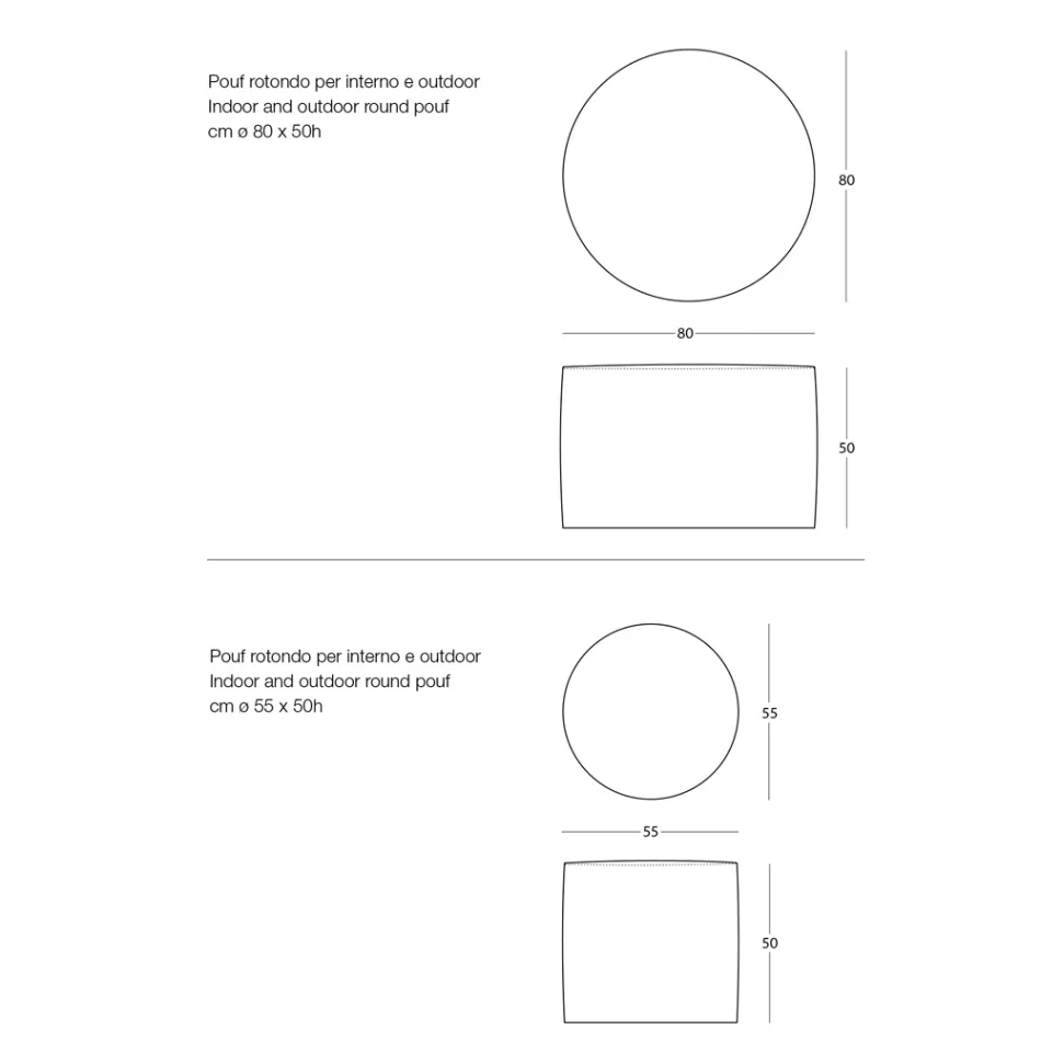 Puf de jardín redondo de polipropileno en 3 colores Made in Italy - Francisco viadurini