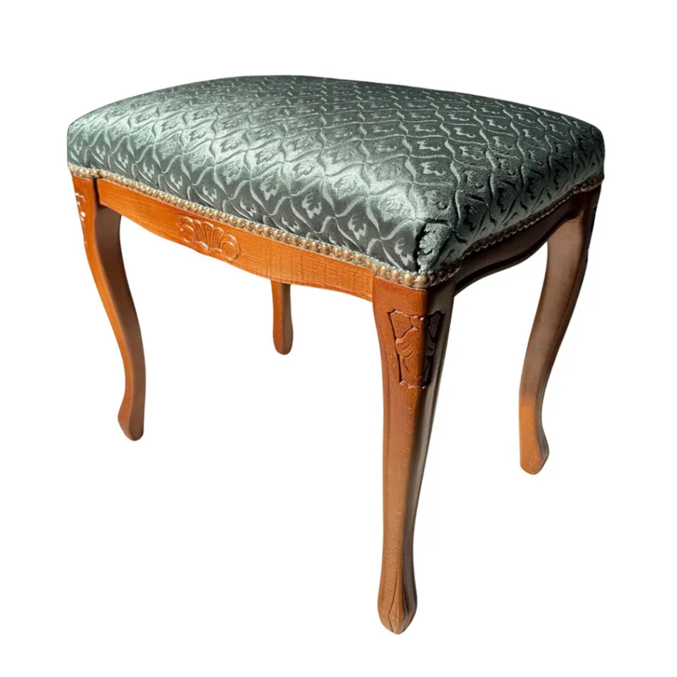 Puf Estilo Clásico en Madera de Nogal y Tejido Made in Italy - Lujo viadurini