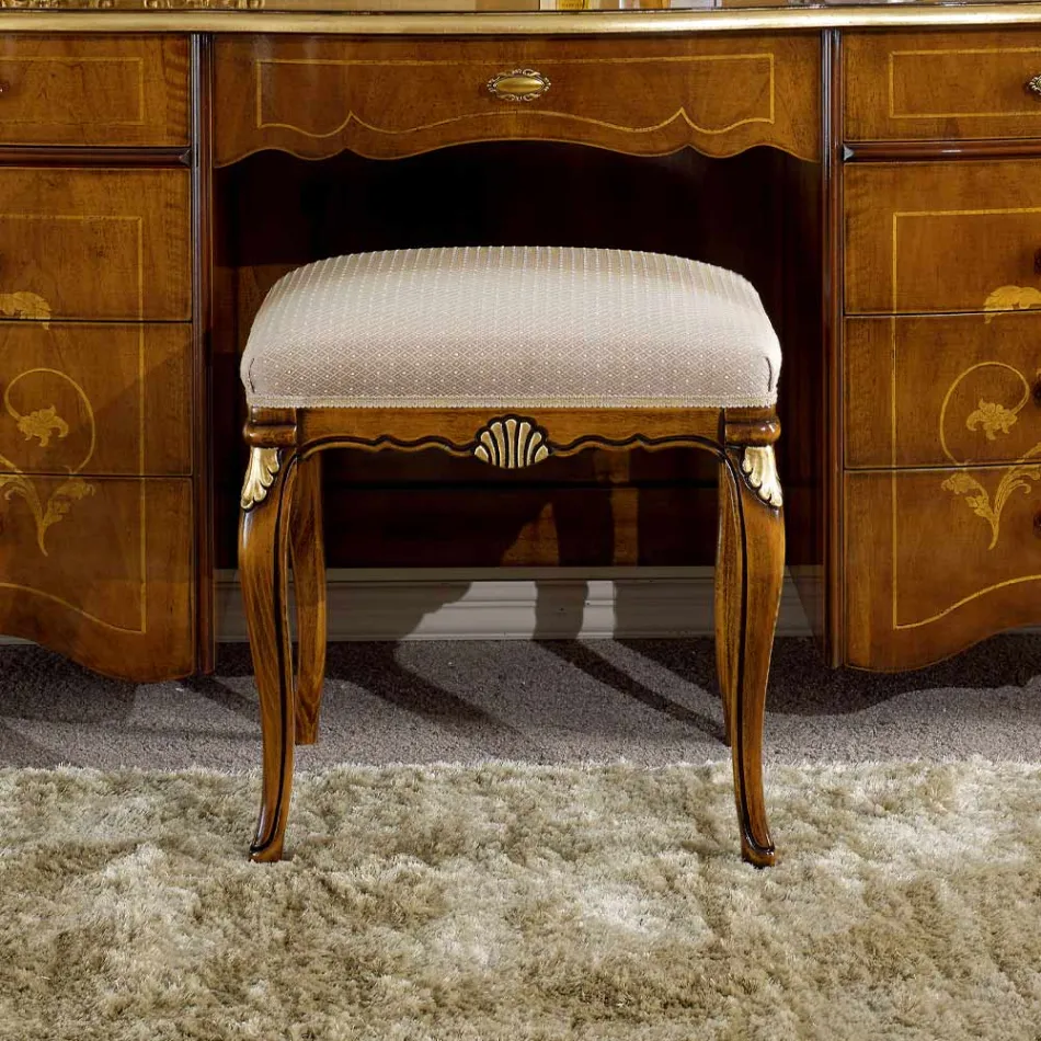 Puf Estilo Clásico en Madera Revestida en Tela Made in Italy - Cambrige viadurini