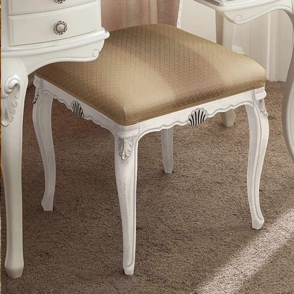 Puf Estilo Clásico en Madera Revestida en Tela Made in Italy - Cambrige viadurini