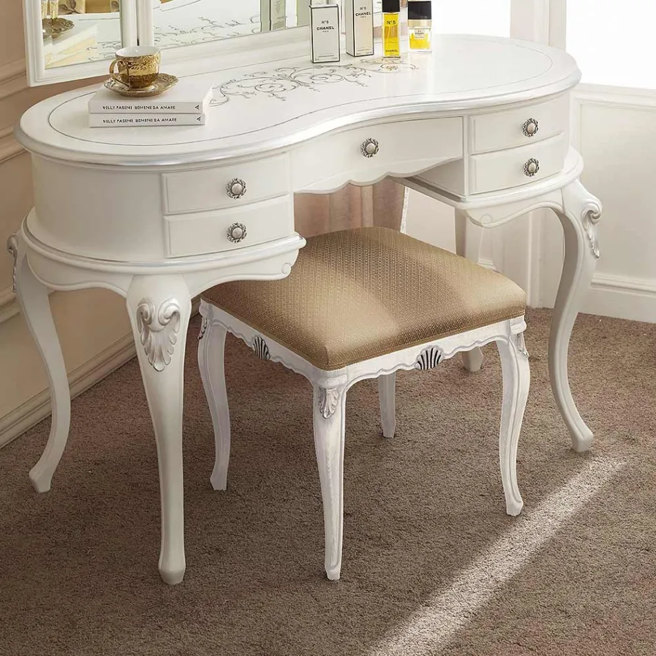 Puf Estilo Clásico en Madera Revestida en Tela Made in Italy - Cambrige viadurini