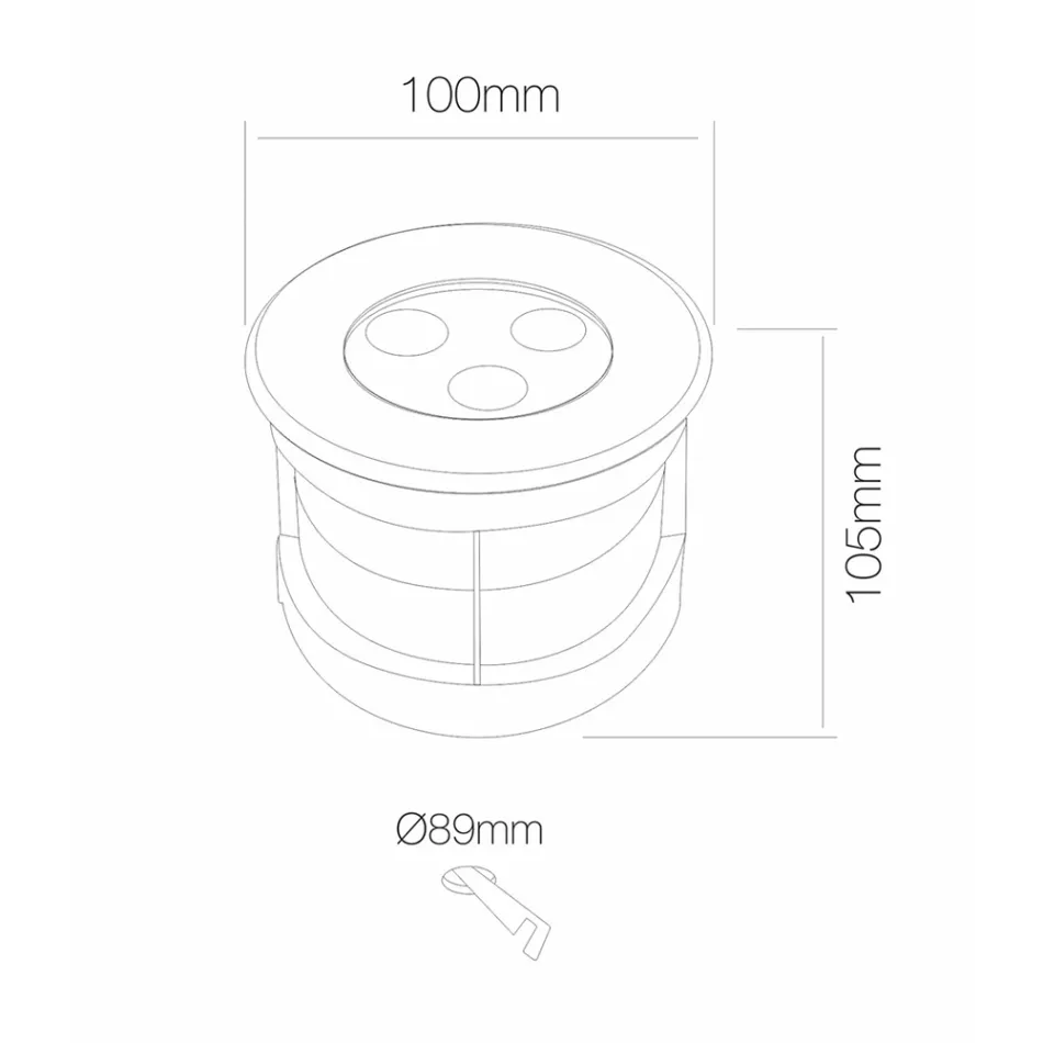 Foco de techo redondo con LED para exterior en acero inoxidable - Dakota viadurini