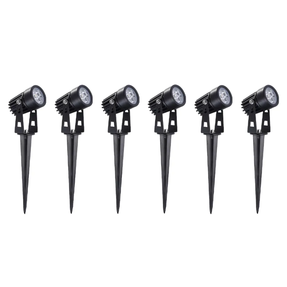 Foco redondo de aluminio de 6 piezas con proyector LED para exteriores - Erio viadurini