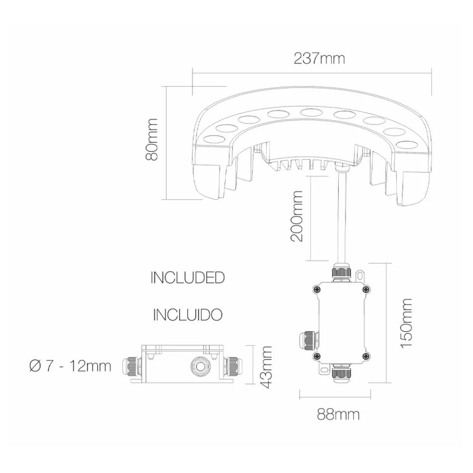 Foco Proyector LED para Exterior de 9W en Aluminio Acabado Negro Mate - Tudor viadurini