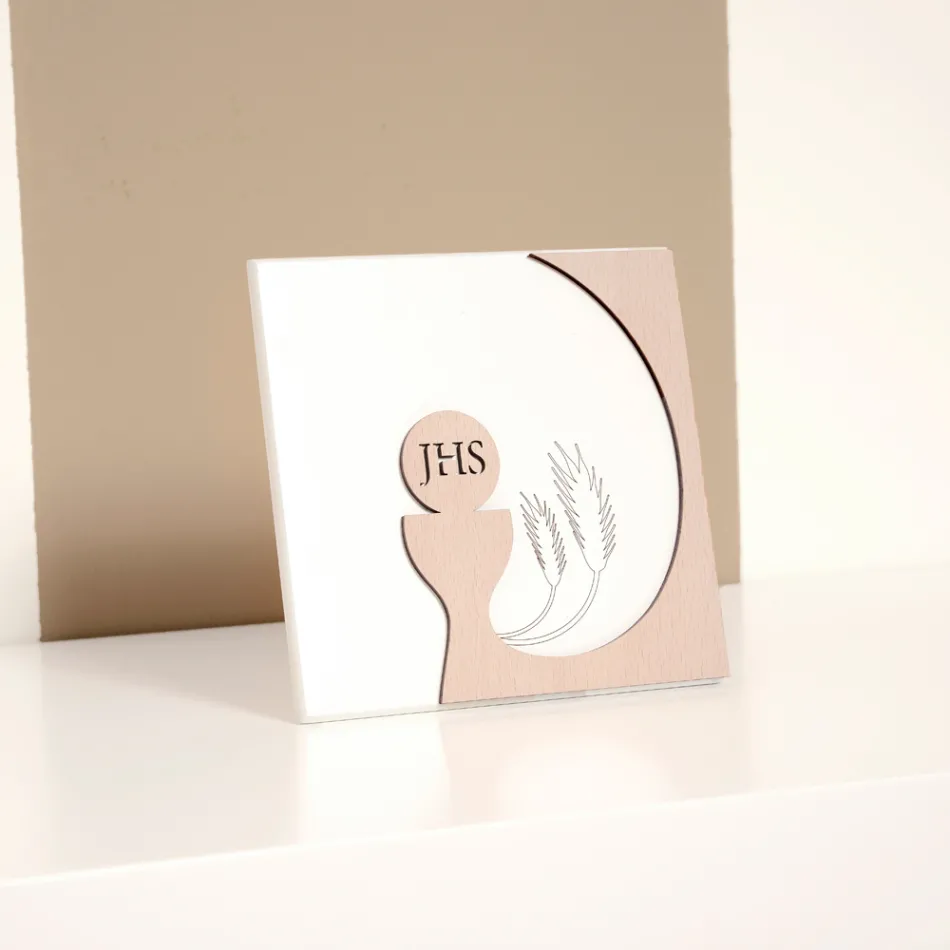 Cuadro pequeño que representa la Eucaristía Grabado con Láser Made in Italy - Ingrid viadurini