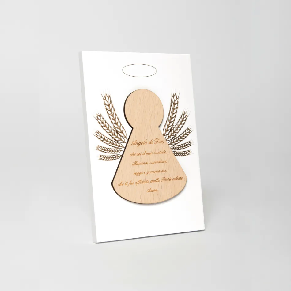 Cuadro pequeño que representa un angelito con mazorcas de maíz Made in Italy - Greta viadurini