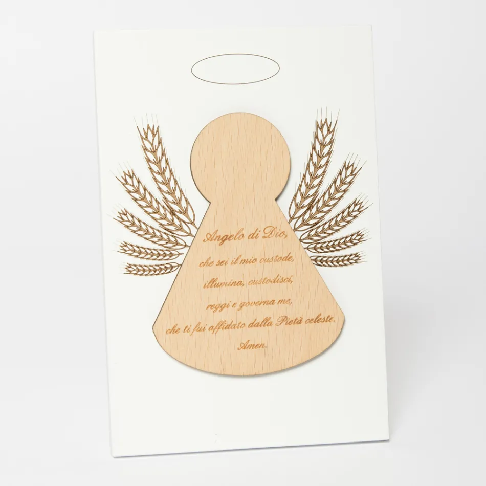 Cuadro pequeño que representa un angelito con mazorcas de maíz Made in Italy - Greta viadurini