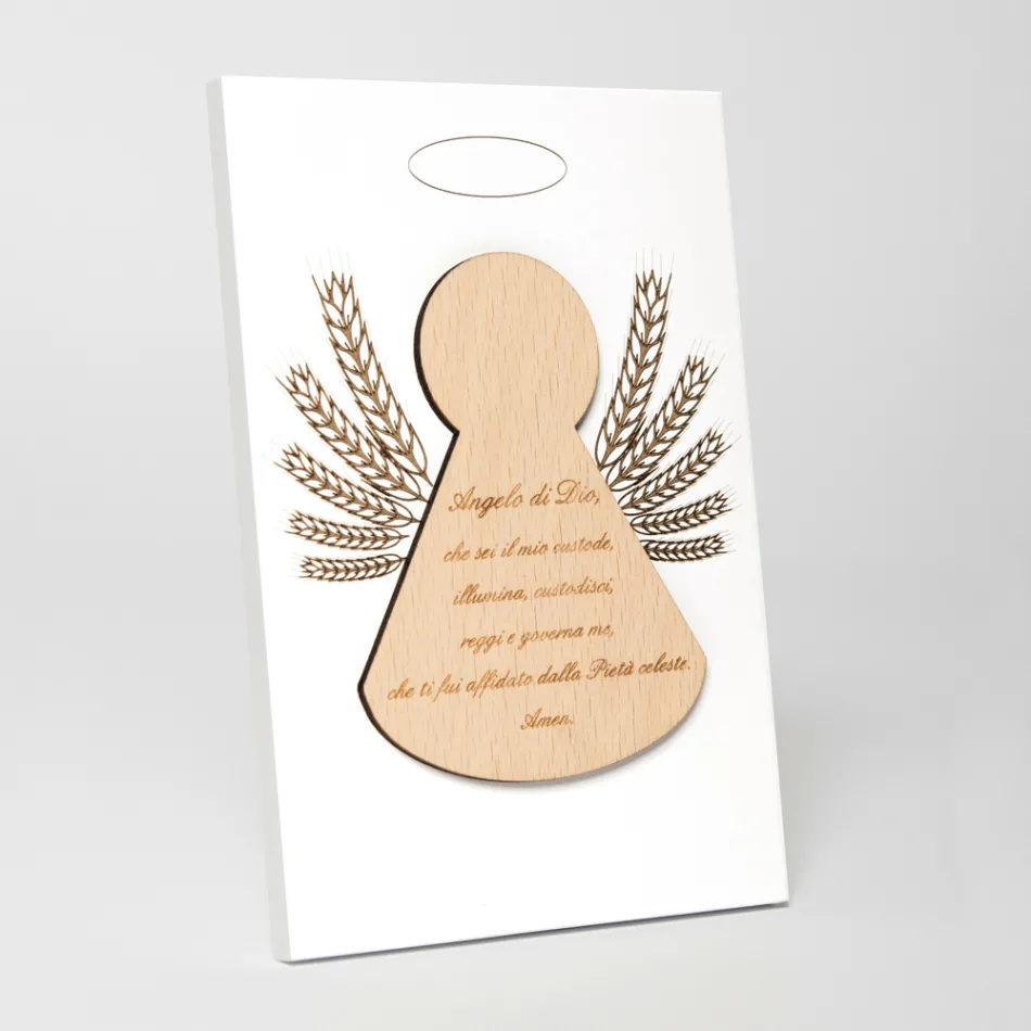 Cuadro pequeño que representa un angelito con mazorcas de maíz Made in Italy - Greta viadurini