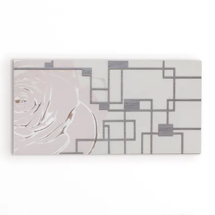 Cuadro con Rosa y Formas Geométricas Made in Laser Made in Italy - Rin viadurini