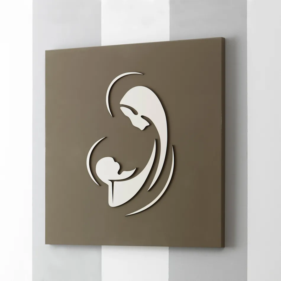 Imagen de la Virgen con el Niño grabada con láser Made in Italy - Bashira viadurini