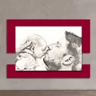 Cuadro de madera con impresión de hombre con niño Made in Italy - Kosovo viadurini