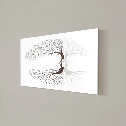 Cuadro grabado con láser con árbol genealógico y corazón Made in Italy - Aletha viadurini