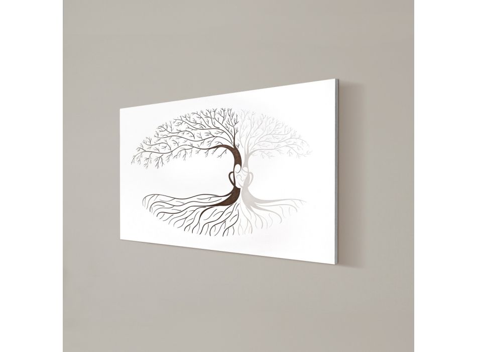 Cuadro grabado con láser con árbol genealógico y corazón Made in Italy - Aletha viadurini