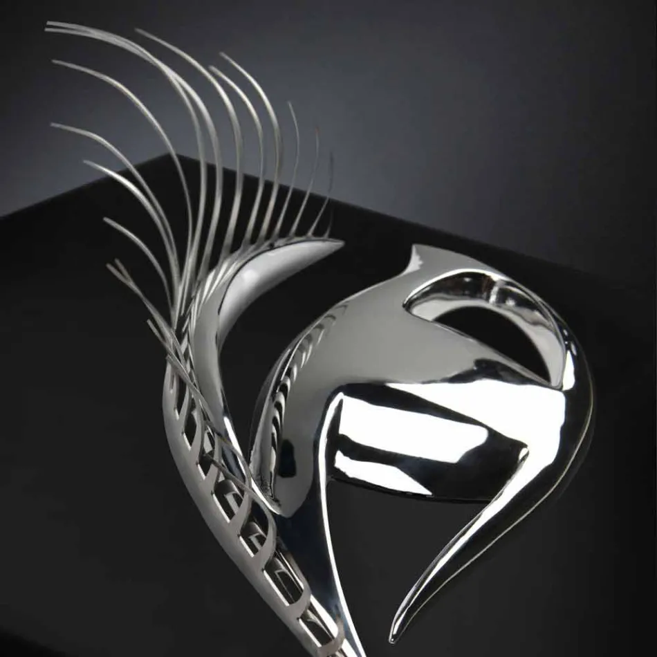 Marco artesanal moderno en madera, acero y resina Made in Italy - Ojo viadurini