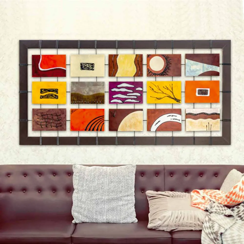 moderno panel, con paneles en relieve suspendido sobre cuerdas Wise viadurini